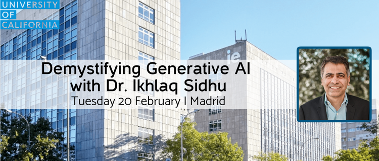 Join UC Alumni Madrid for a special evening with Professor Ikhlaq Sidhu, Tuesday 20 February - Register